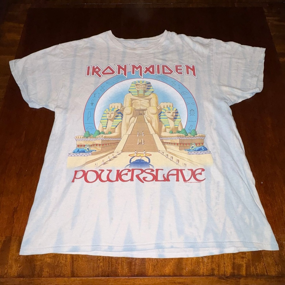 Iron Maiden Powerslave Graphic Band Tee Large Egypt Metal Shirt